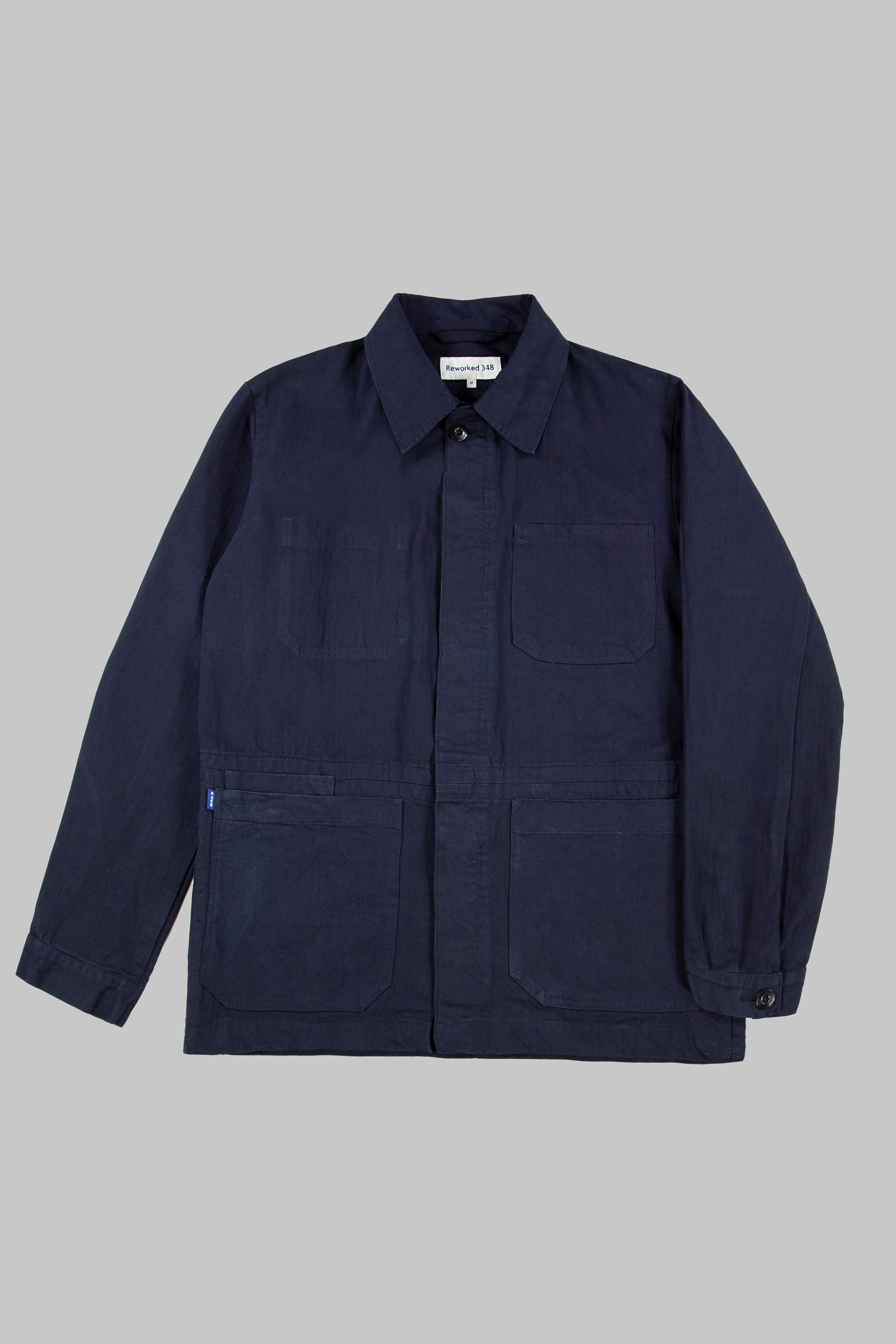 Herringbone Coverall Jacket Blue Black