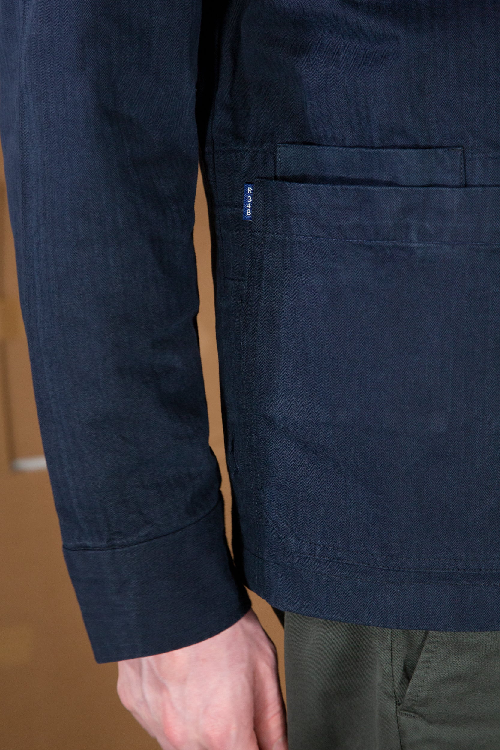 Herringbone Coverall Jacket Blue Black