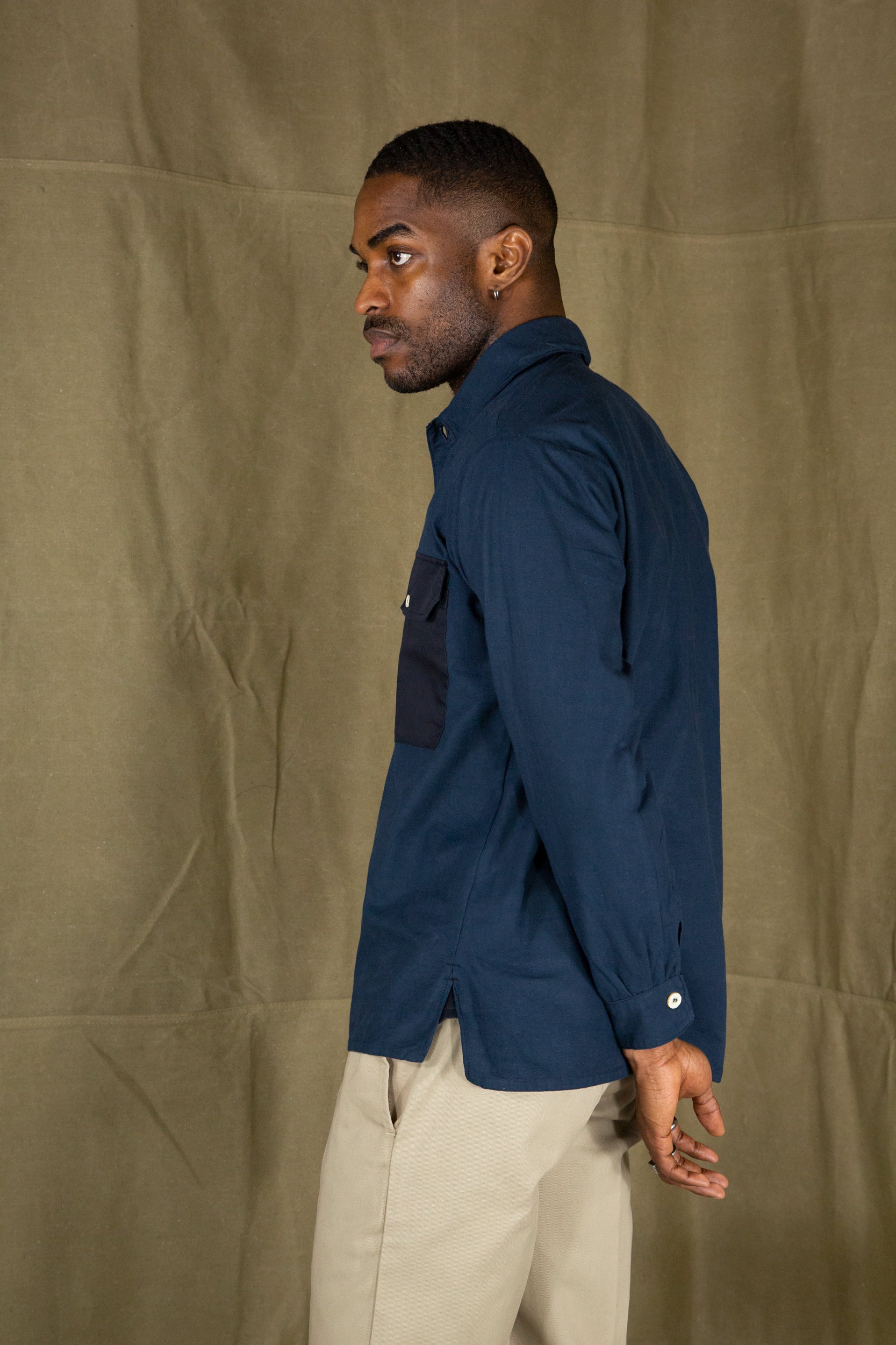Contrast Pocket Dorma Shirt Dark Blue