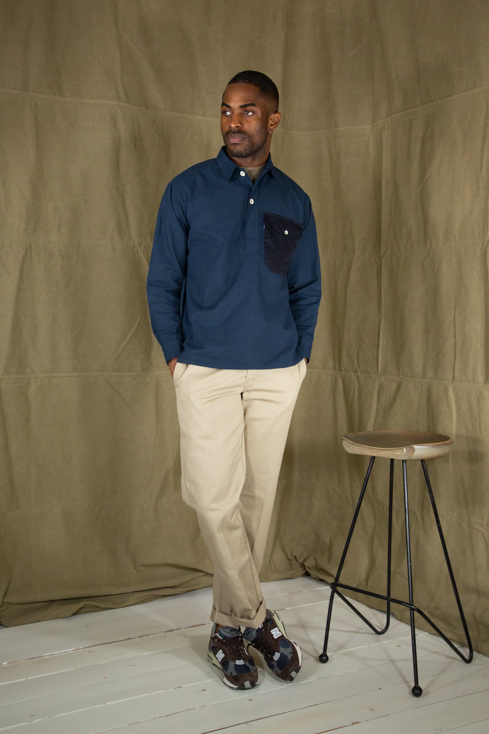 Contrast Pocket Dorma Shirt Dark Blue